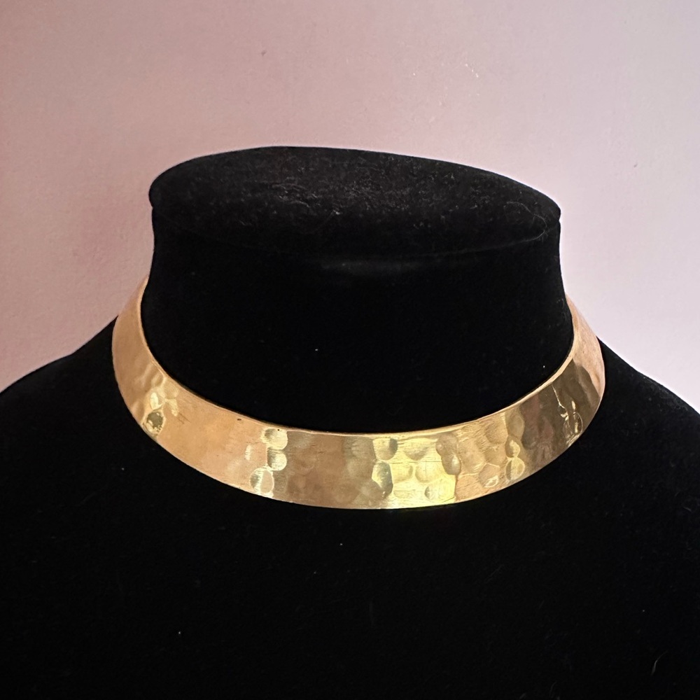 Gold Hammered Choker Necklace